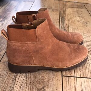 Vionic Brionie Chelsea Ankle Boots Brown Tan Suede Womens US 7.5 Water Repellent